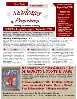 SENIORity Program Newsletter-August-Sept.