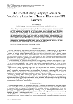 The Effect of Using Language Games on Vocabulary Retention of