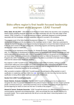 Sidra offers region`s first health focused leadership and team skills