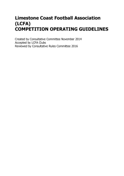 (LCFA) COMPETITION OPERATING GUIDELINES