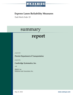 Express Lanes Reliability Measures Summary Report
