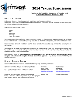 Tenders for Surfmoot 2014 close on the 16 th October