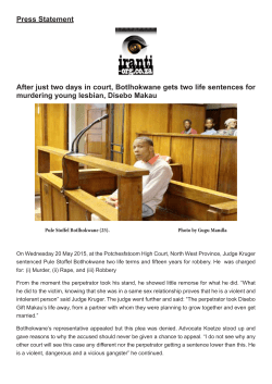 Press Statement After just two days in court, Botlhokwane gets two