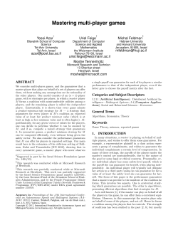 Mastering multi-player games - The Faculty of Mathematics and