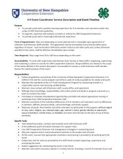 4-H Event Coordinator Service Description and Event Timeline
