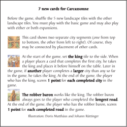 7 new cards for Carcassonne Before the game, shuffle the 5 new
