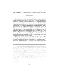 THE &ldquo;JOCK TAX&rdquo;: FAIR PLAY OR UNSPORTSMANLIKE CONDUCT