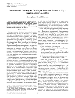 Decentralized Learning in Two-Player Zero-Sum Games