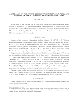 A SUMMARY OF THE SECOND LEFSCHETZ THEOREM ON