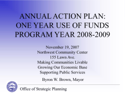 annual action plan: one year use of funds program