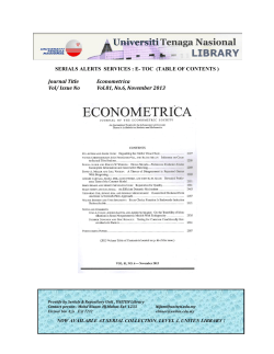 Journal Title Econometrica Vol/ Issue No Vol.81, No.6