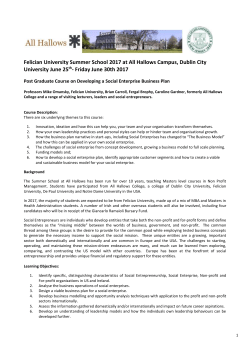 Course outline: Developing a social enterprise business