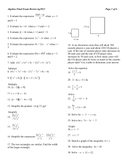 Algebra Final Exam Review