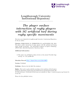 The player surface interaction of rugby players with 3G arti cial turf