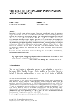 The Role of Information in Innovation and Competition