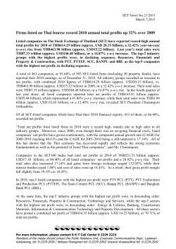 Firms listed on Thai bourse record 2010 annual total profits up 32