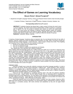 The Effect of Games on Learning Vocabulary