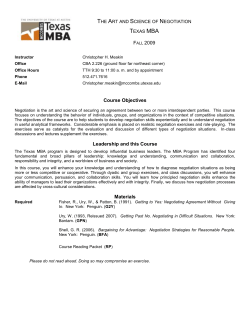 MAN 383.20 - The Art and Science of Negotiation - Meakin