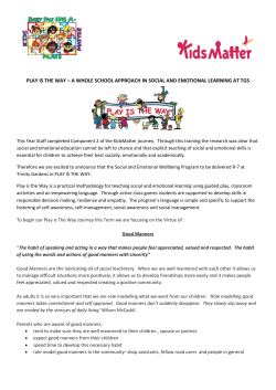 play is the way - Trinity Gardens Primary School