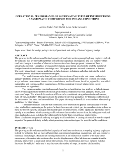 Operational Performance of Alternative Types of Intersections