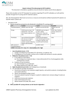Heparin Induced Thrombocytopenia (HIT) Guideline