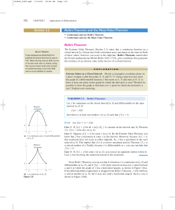 Section 3.2 Rolle`s Theorem and the Mean Value Theorem Rolle`s
