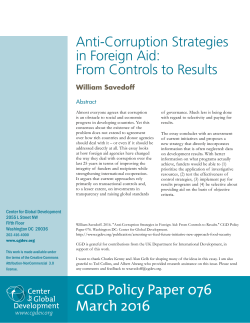 Anti-Corruption Strategies in Foreign Aid
