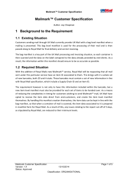 Mailmark&trade; Customer Specification