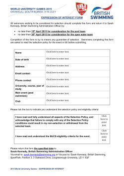 2015 World University Games - Expression of Interest Form