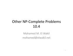 Other NP-Complete Problems 10.4