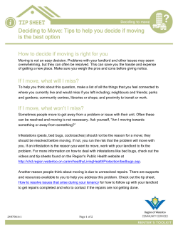 Deciding to Move: Tips to help you decide if moving is the best option