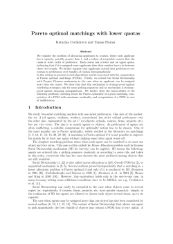 Pareto optimal matchings with lower quotas