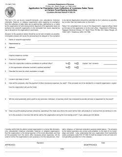 Application for Exemption from Collection of Louisiana Sales Taxes