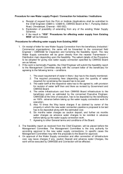 Procedure for new Water supply connection for Industries/Institutions