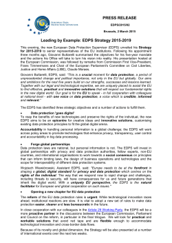 PRESS RELEASE Leading by Example: EDPS Strategy 2015-2019