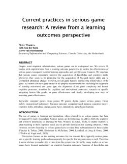 Current practices in serious game research: A