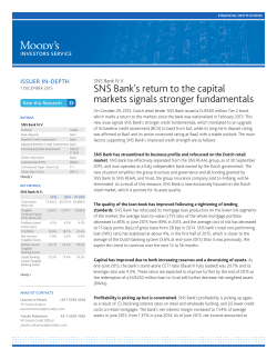 SNS Bank`s return to the capital markets signals stronger