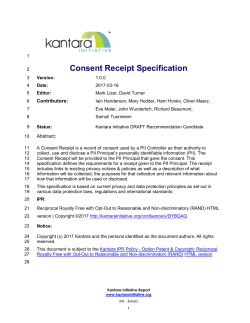 Kantara Consent Receipt Specification