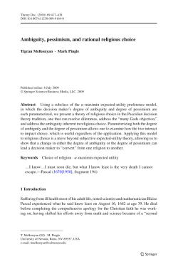 Ambiguity, pessimism, and rational religious choice