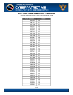 middle school division round 1 results listed by score team number