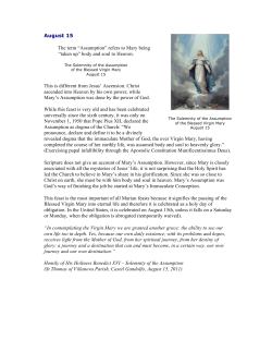 August 15 The term &ldquo;Assumption&rdquo; - St. Michael Catholic Church