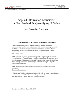 Applied Information Economics:A New Method for Quantifying IT Value