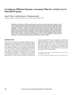 Creating an Efficient Outcome Assessment Plan for an Entry