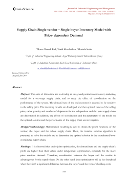 Supply Chain Single vendor – Single buyer Inventory