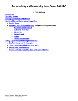 Personalizing and Maximizing Your Career E-GUIDE
