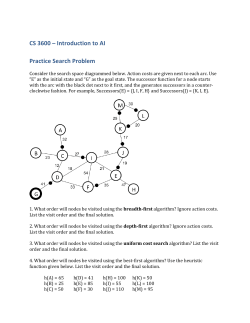 CS 3600 &ndash; Introduction to AI Practice Search Problem