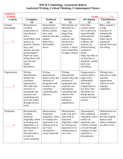 MSCR Criminology Assessment Rubric Analytical Writing, Critical