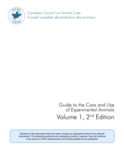 Guide to the Care and Use of Experimental Animals Volume 1, 2nd