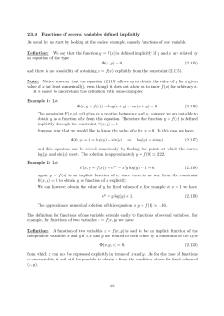 2.3.4 Functions of several variables defined implicitly As usual let us