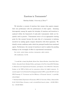 Emotions in Tournaments - Institute for Applied Microeconomics